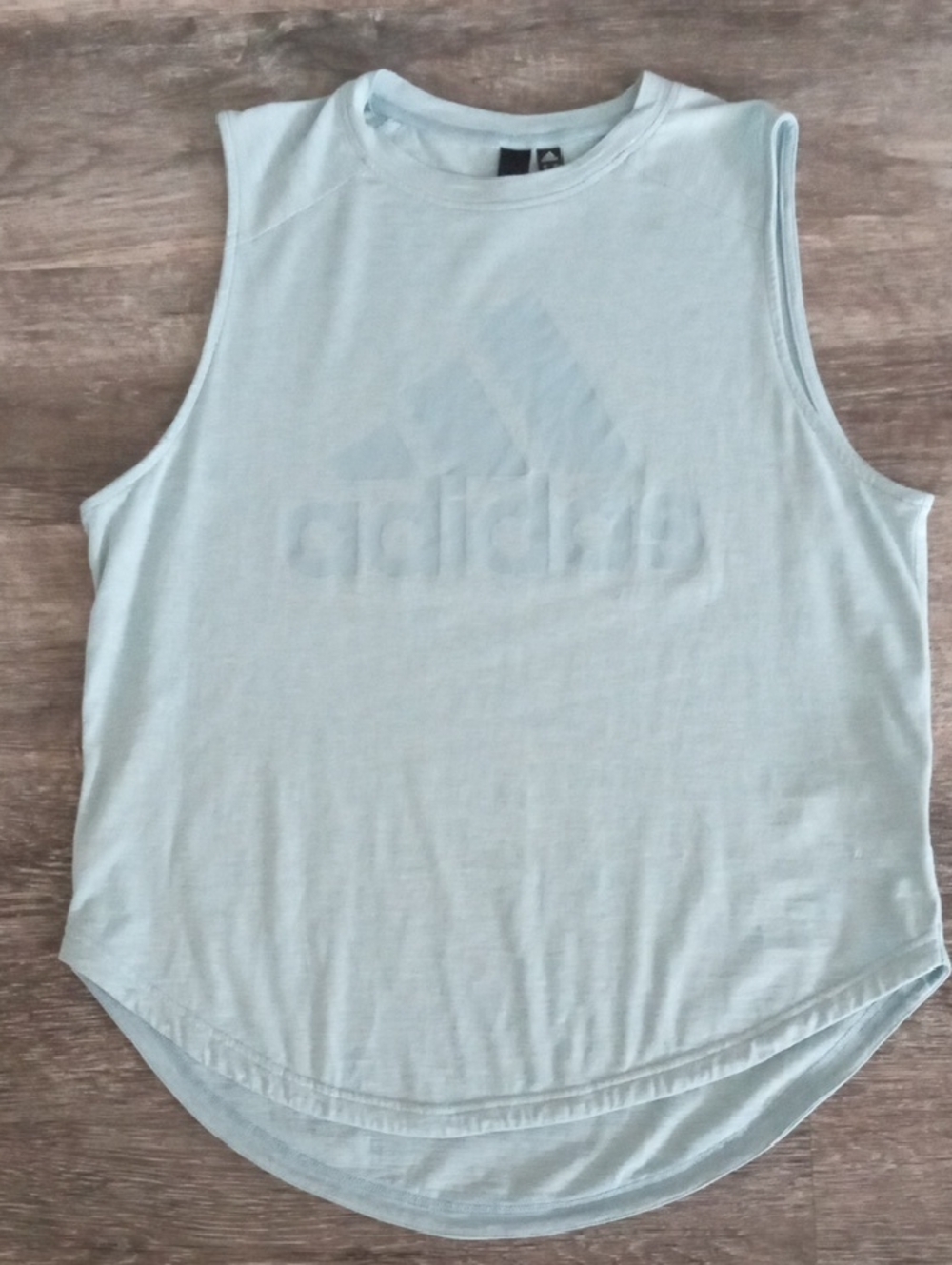 adidas Light Blue Scoop-Hem Sleeveless Logo Tank